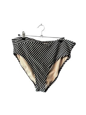 5/$25 Kona Sol Plus Size High Waisted Black Striped Bikini Bottoms